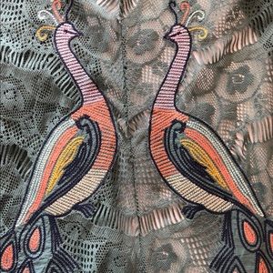 Light jacket cardigan embroidered green Large